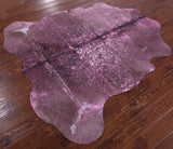 Pink Metallic Natural Hair-On Cowhide Rug - 6' 5" X 6' 3" - Golden Nile