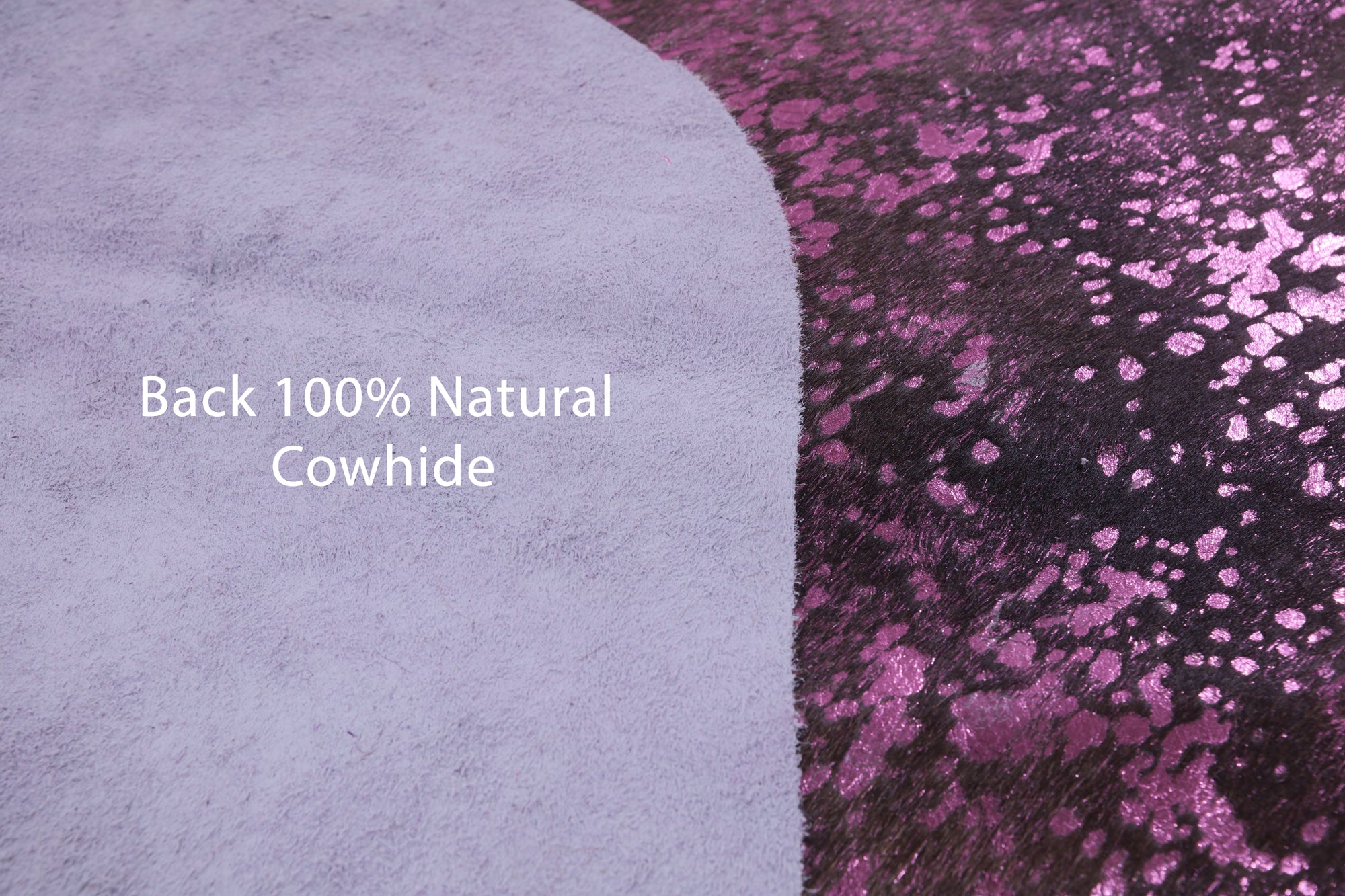 Pink Metallic Natural Hair-On Cowhide Rug - 6' 5" X 6' 3" - Golden Nile