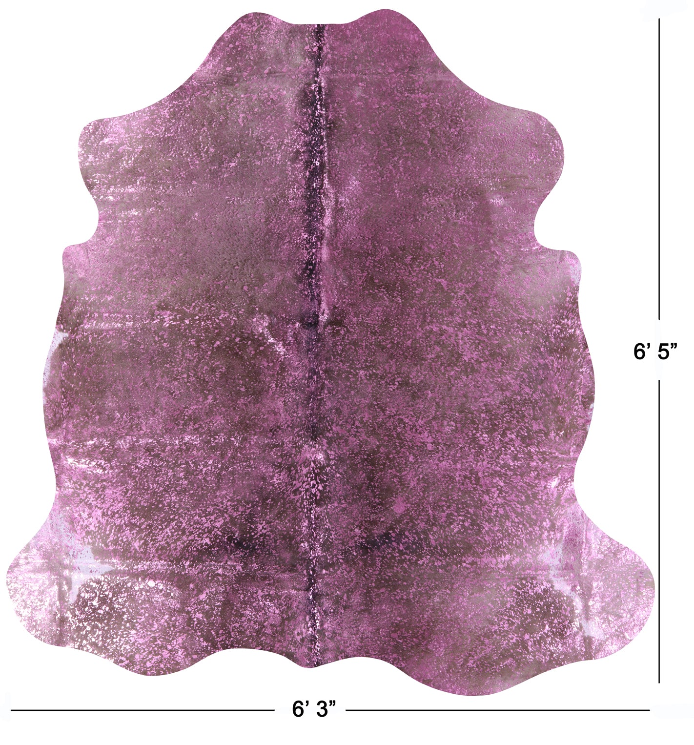 Pink Metallic Natural Hair-On Cowhide Rug - 6' 5" X 6' 3" - Golden Nile