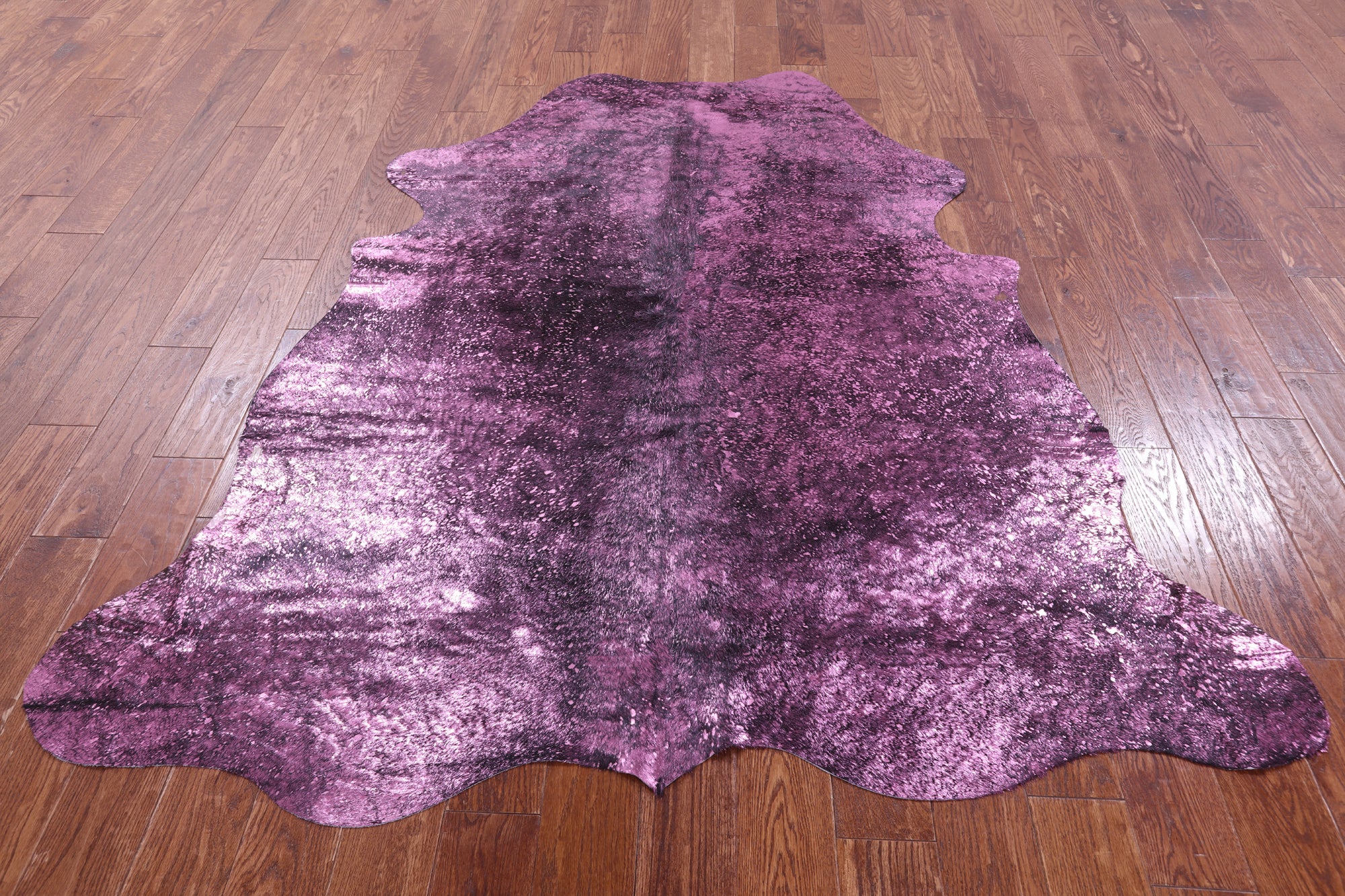 Pink Metallic Natural Hair-On Cowhide Rug - 6' 8" X 6' 1" - Golden Nile
