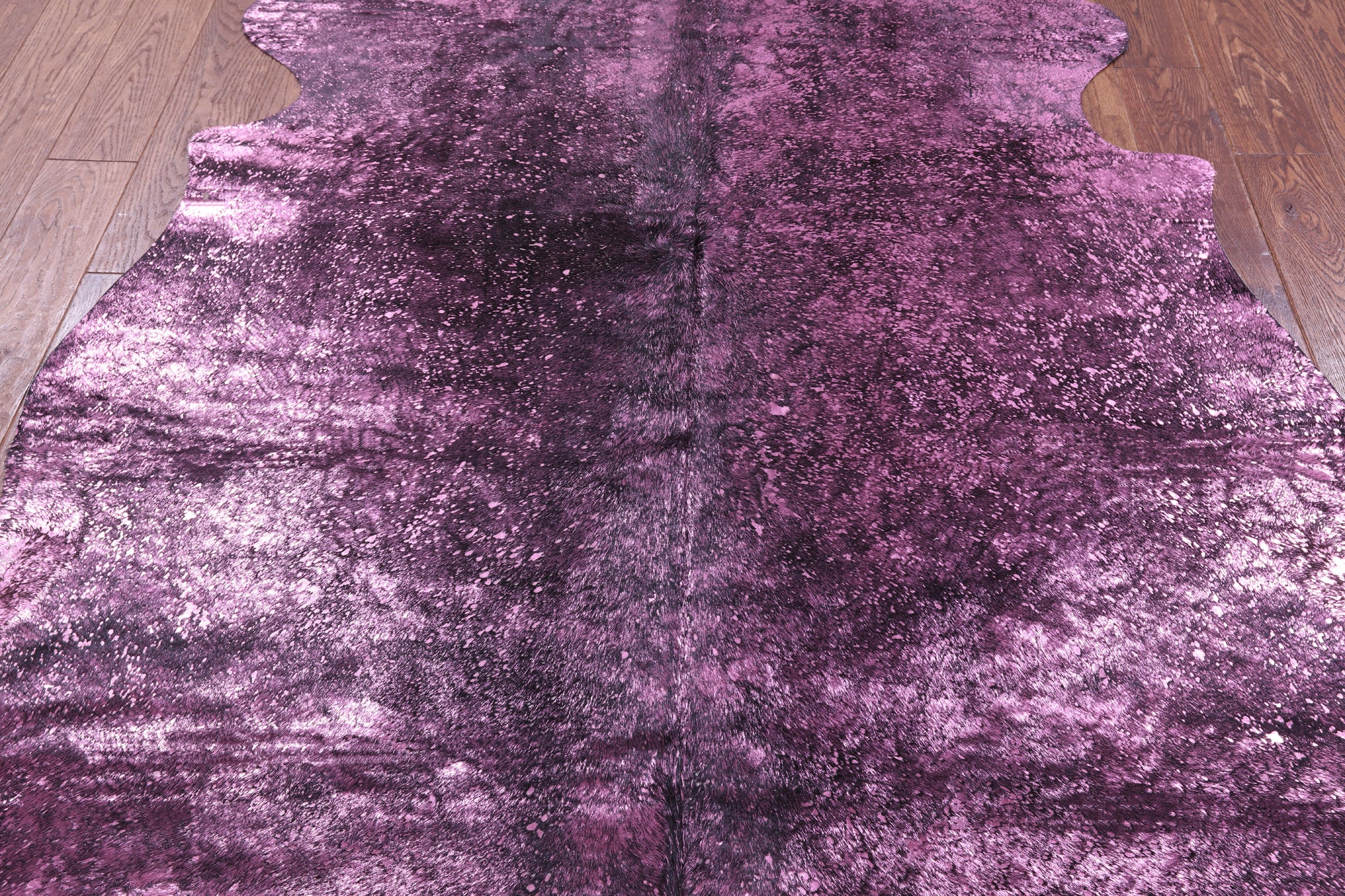 Pink Metallic Natural Hair-On Cowhide Rug - 6' 8" X 6' 1" - Golden Nile