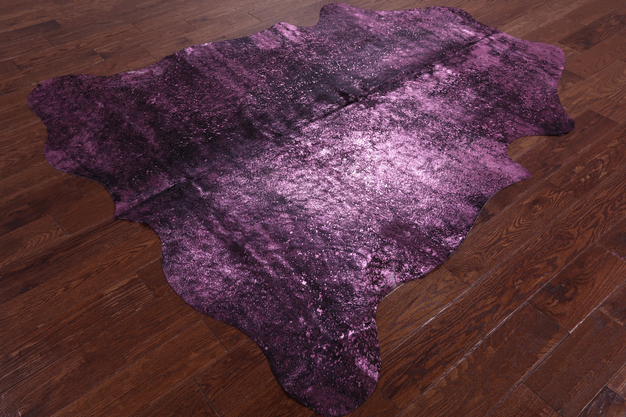 Pink Metallic Natural Hair-On Cowhide Rug - 6' 8" X 6' 1" - Golden Nile