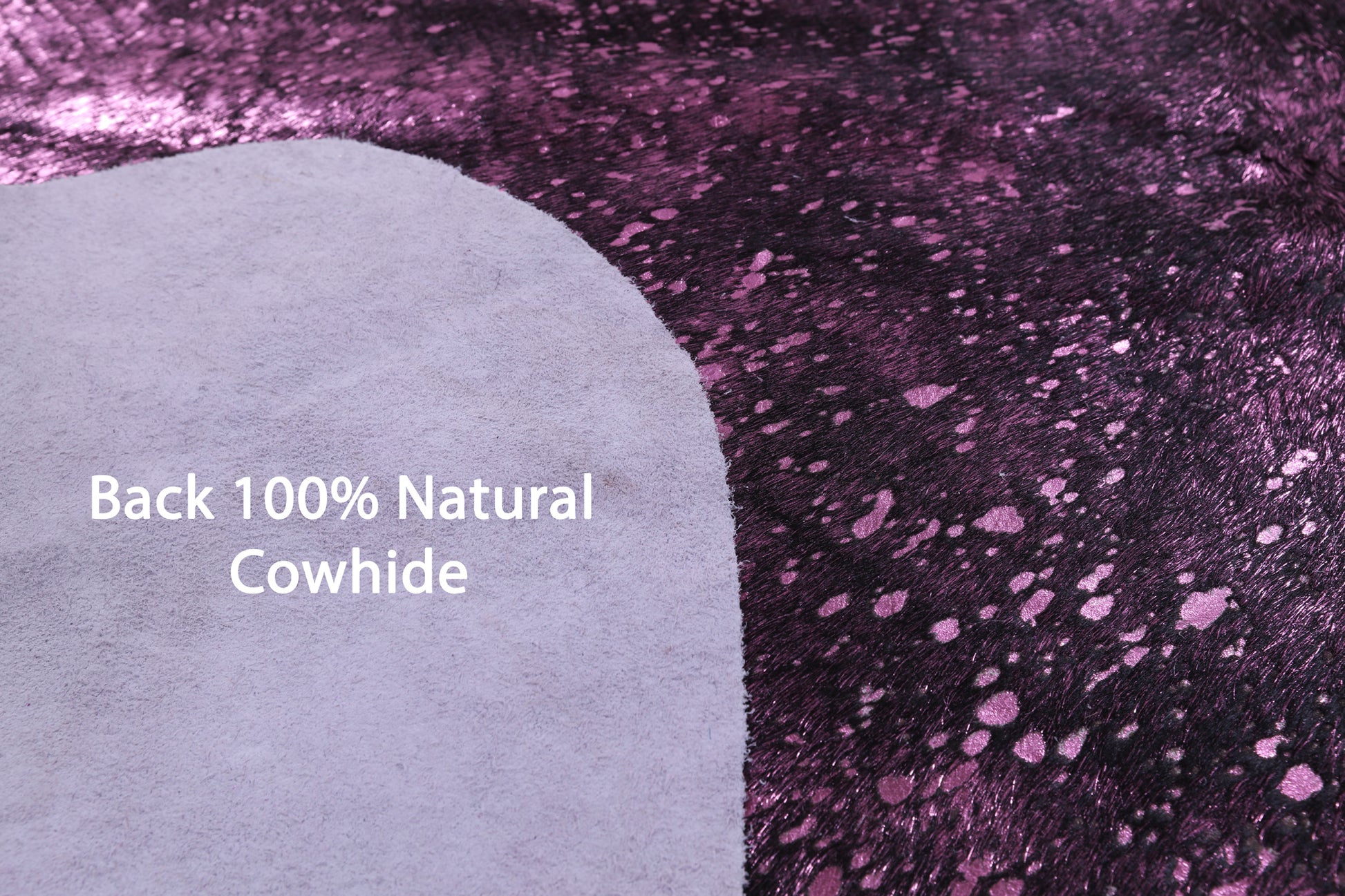 Pink Metallic Natural Hair-On Cowhide Rug - 6' 8" X 6' 1" - Golden Nile