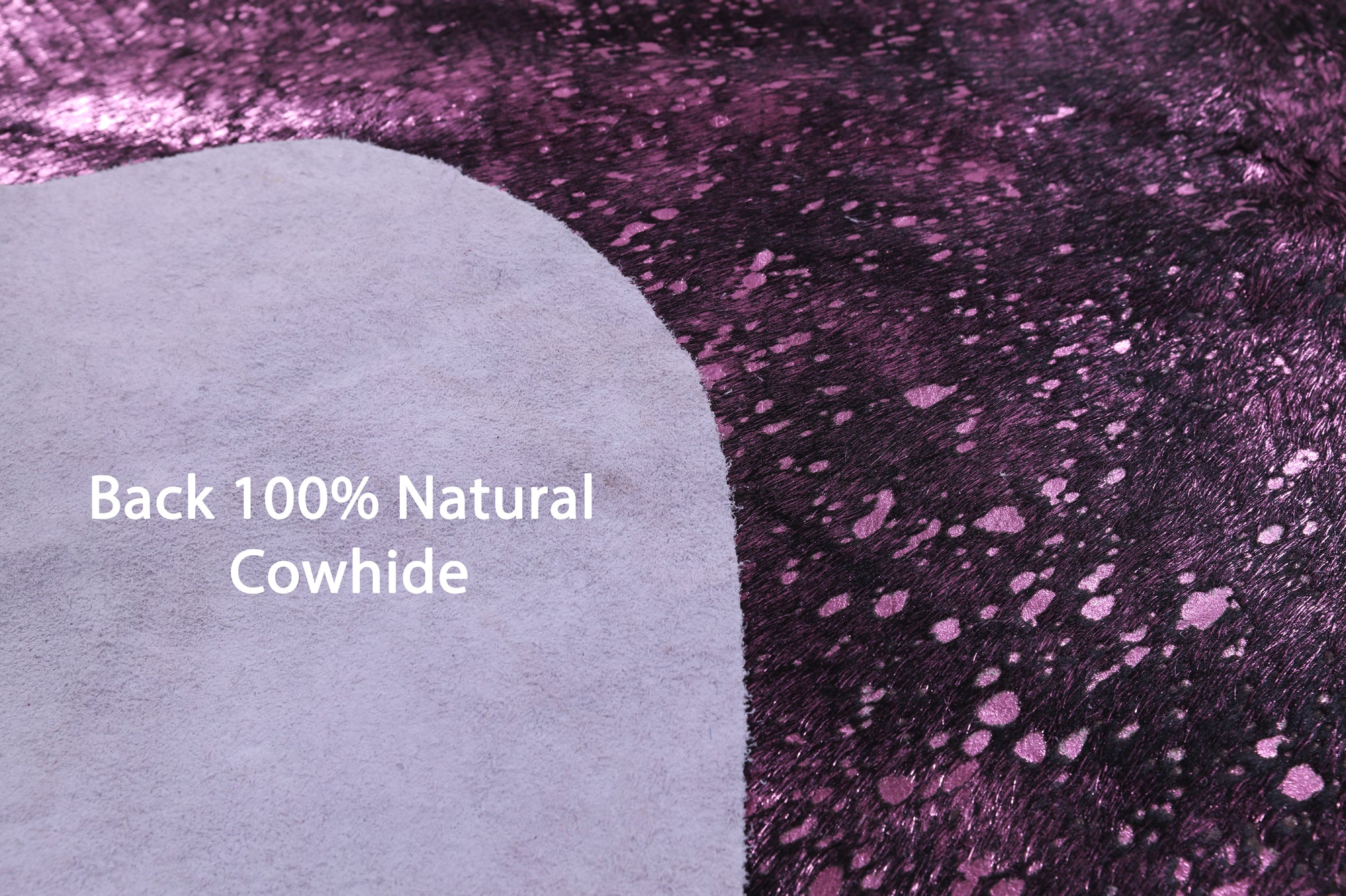 Pink Metallic Natural Hair-On Cowhide Rug - 6' 8" X 6' 1" - Golden Nile