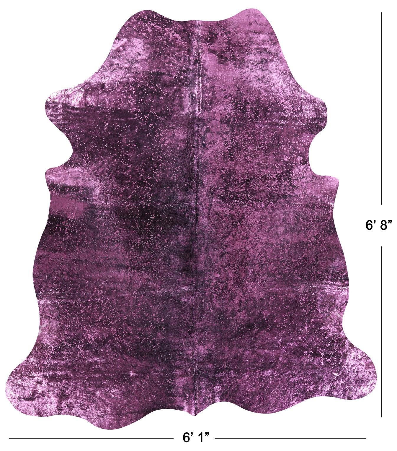 Pink Metallic Natural Hair-On Cowhide Rug - 6' 8" X 6' 1" - Golden Nile