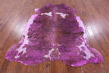 Pink Metallic Natural Hair-On Cowhide Rug - 7' 4" X 6' 5" - Golden Nile