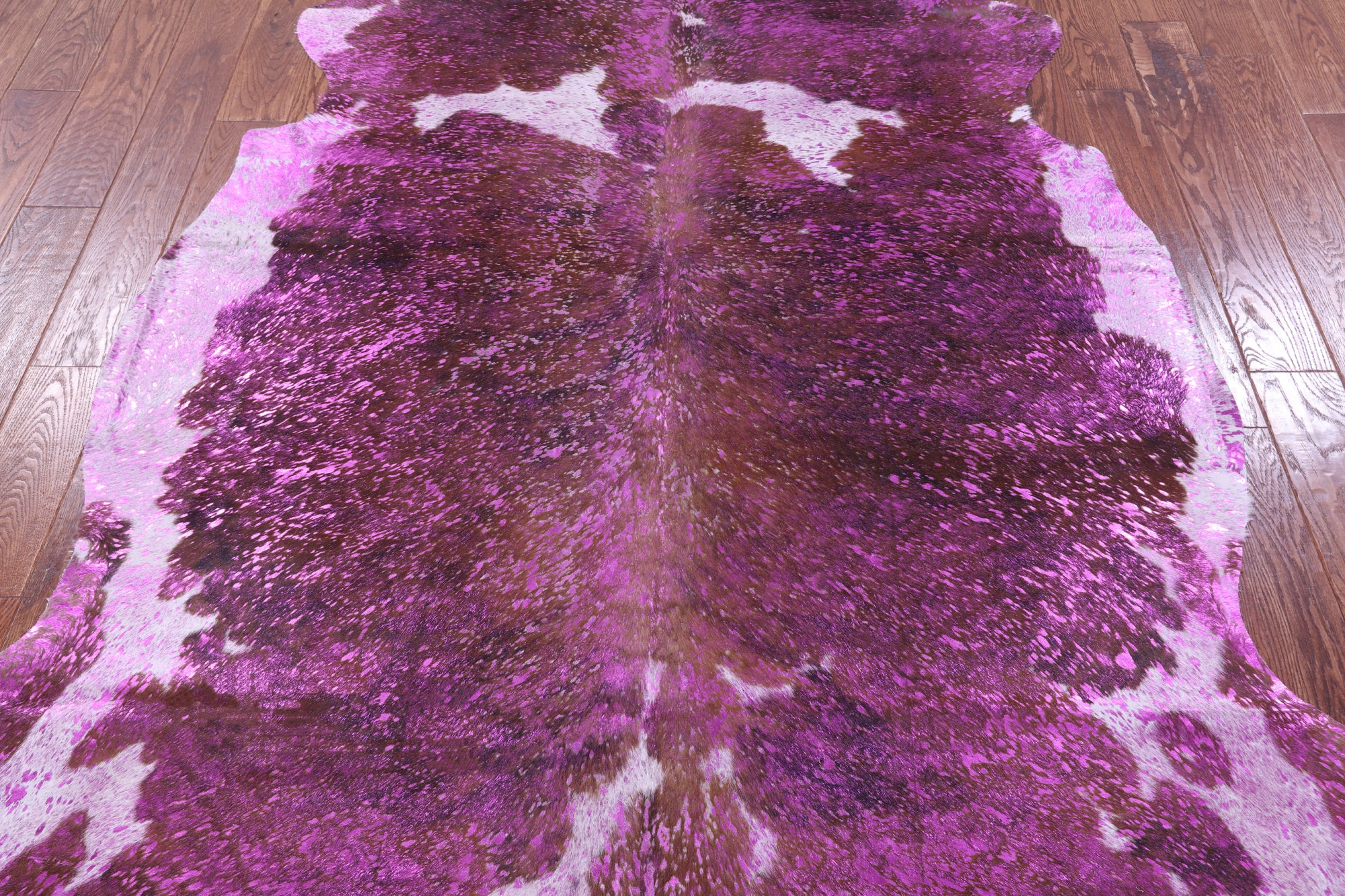 Pink Metallic Natural Hair-On Cowhide Rug - 7' 4" X 6' 5" - Golden Nile