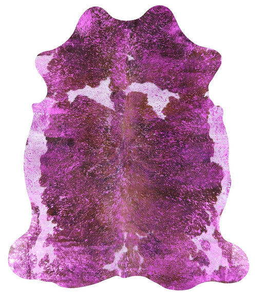 Pink Metallic Natural Hair-On Cowhide Rug - 7' 4" X 6' 5" - Golden Nile