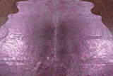 Pink Metallic Natural Hair-On Cowhide Rug - 7' 2" X 6' 10" - Golden Nile