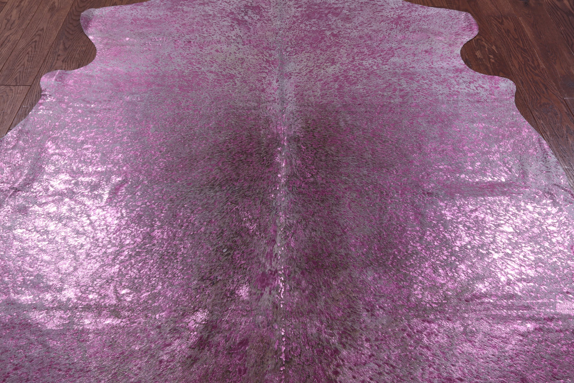 Pink Metallic Natural Hair-On Cowhide Rug - 7' 2" X 6' 10" - Golden Nile