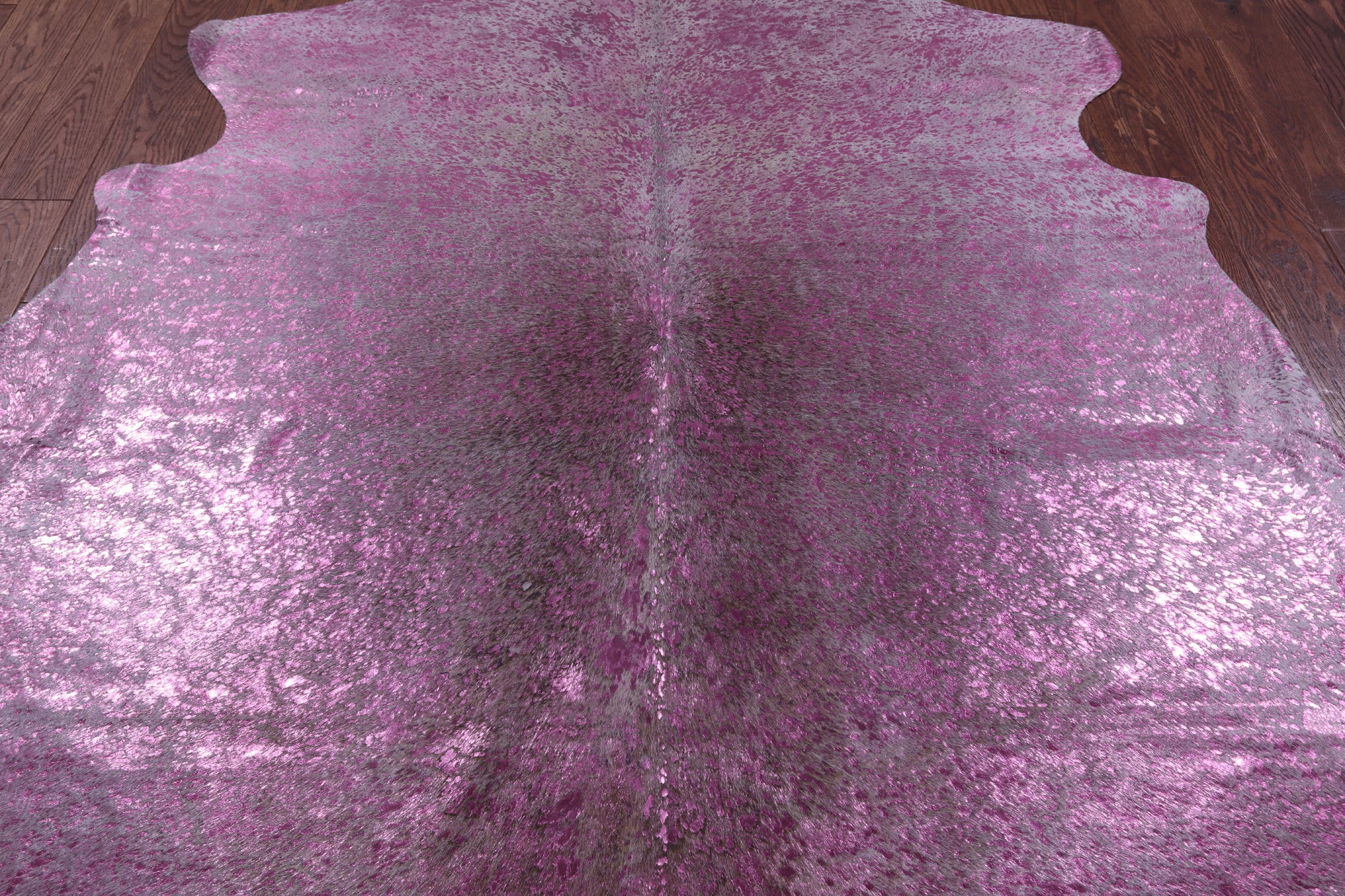 Pink Metallic Natural Hair-On Cowhide Rug - 7' 2" X 6' 10" - Golden Nile