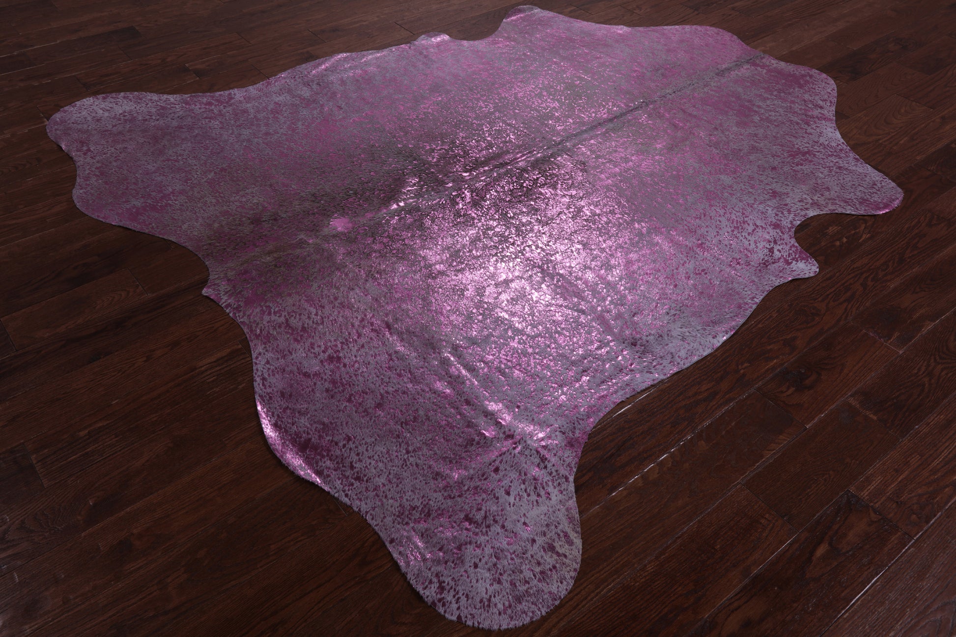 Pink Metallic Natural Hair-On Cowhide Rug - 7' 2" X 6' 10" - Golden Nile