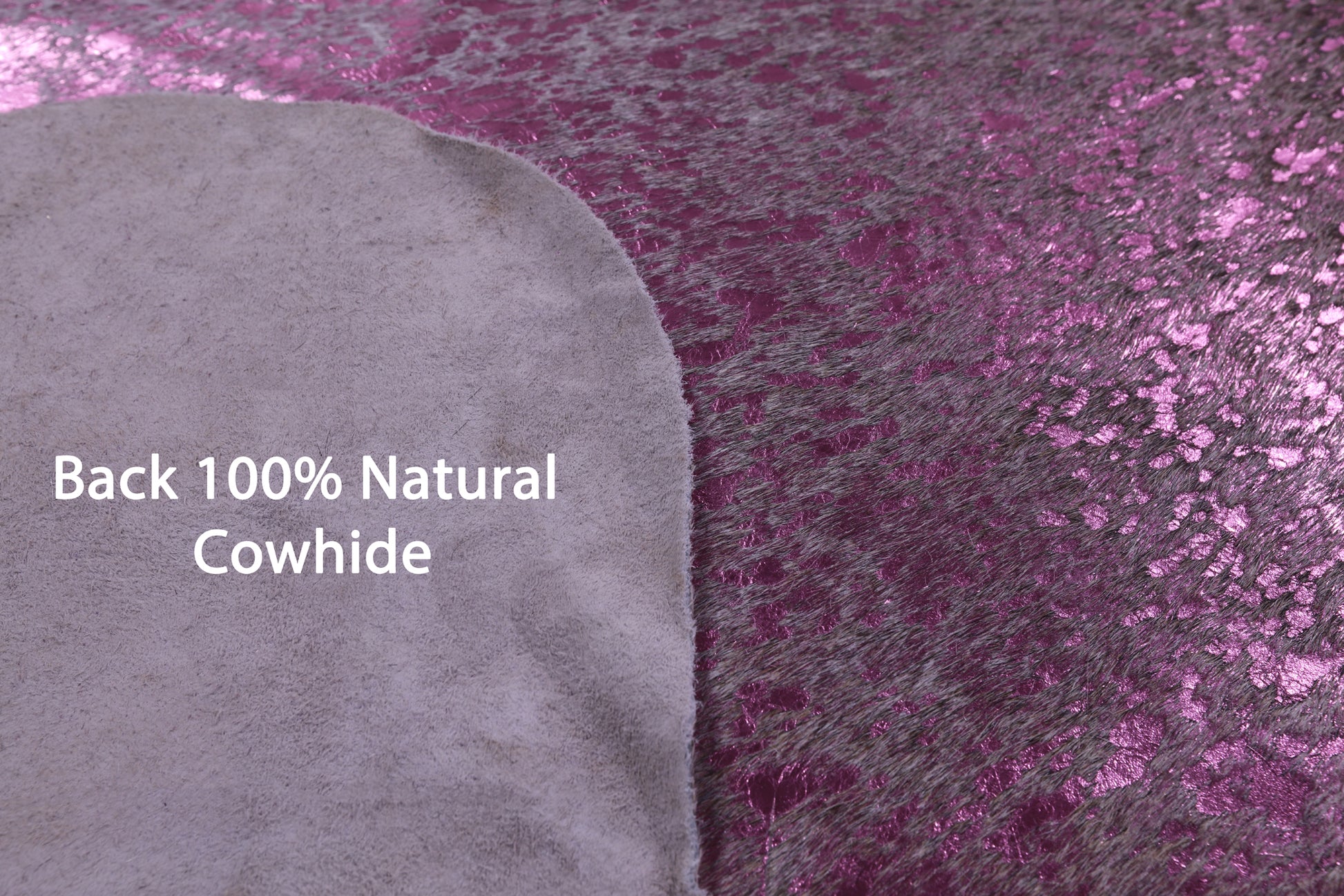 Pink Metallic Natural Hair-On Cowhide Rug - 7' 2" X 6' 10" - Golden Nile