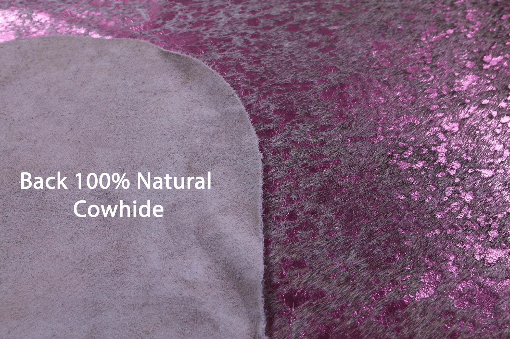 Pink Metallic Natural Hair-On Cowhide Rug - 7' 2" X 6' 10" - Golden Nile
