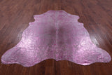 Pink Metallic Natural Hair-On Cowhide Rug - 7' 2" X 6' 10" - Golden Nile