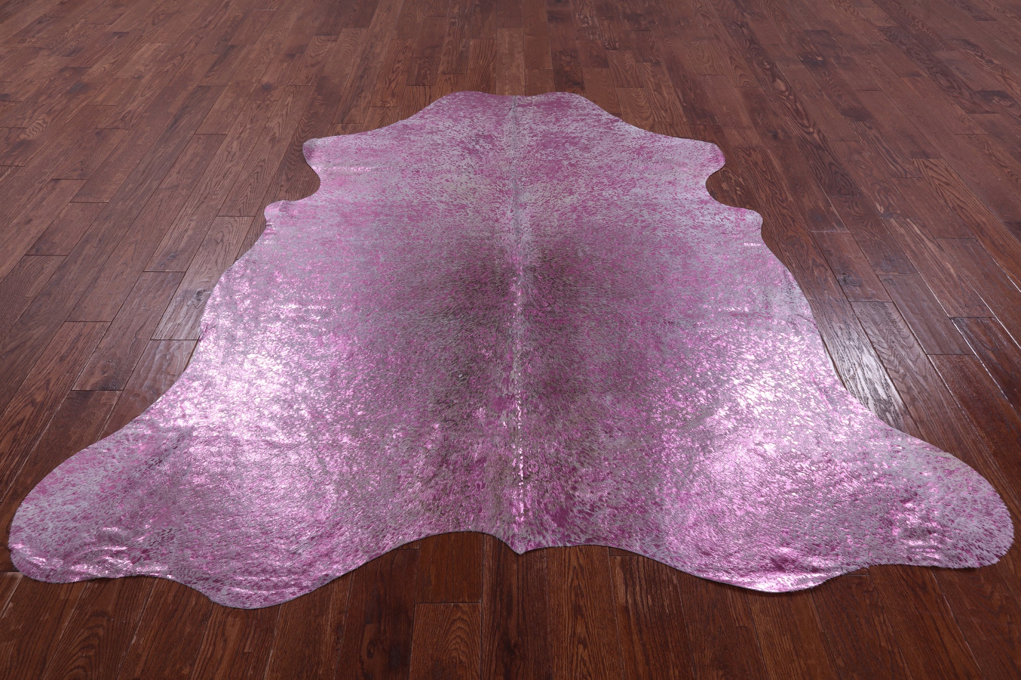 Pink Metallic Natural Hair-On Cowhide Rug - 7' 2" X 6' 10" - Golden Nile