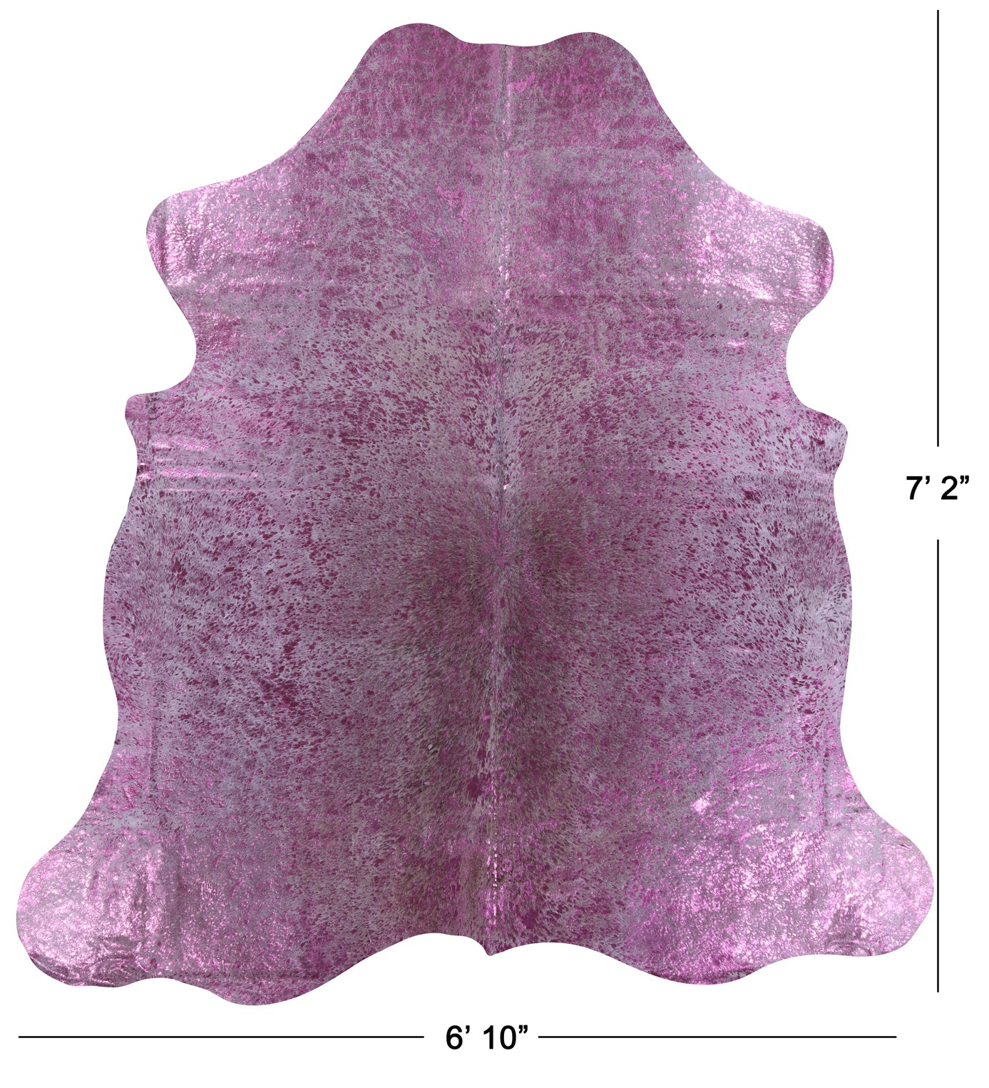Pink Metallic Natural Hair-On Cowhide Rug - 7' 2" X 6' 10" - Golden Nile