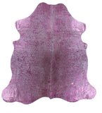 Pink Metallic Natural Hair-On Cowhide Rug - 7' 2" X 6' 10" - Golden Nile