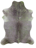 Green Metallic Natural Hair-On Cowhide Rug - 6' 6" X 5' 1" - Golden Nile