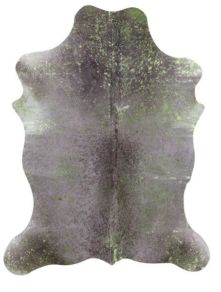 Green Metallic Natural Hair-On Cowhide Rug - 6' 6" X 5' 1" - Golden Nile
