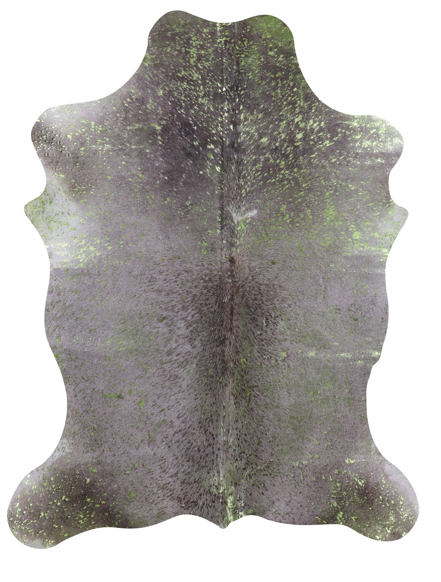 Green Metallic Natural Hair-On Cowhide Rug - 6' 6" X 5' 1" - Golden Nile