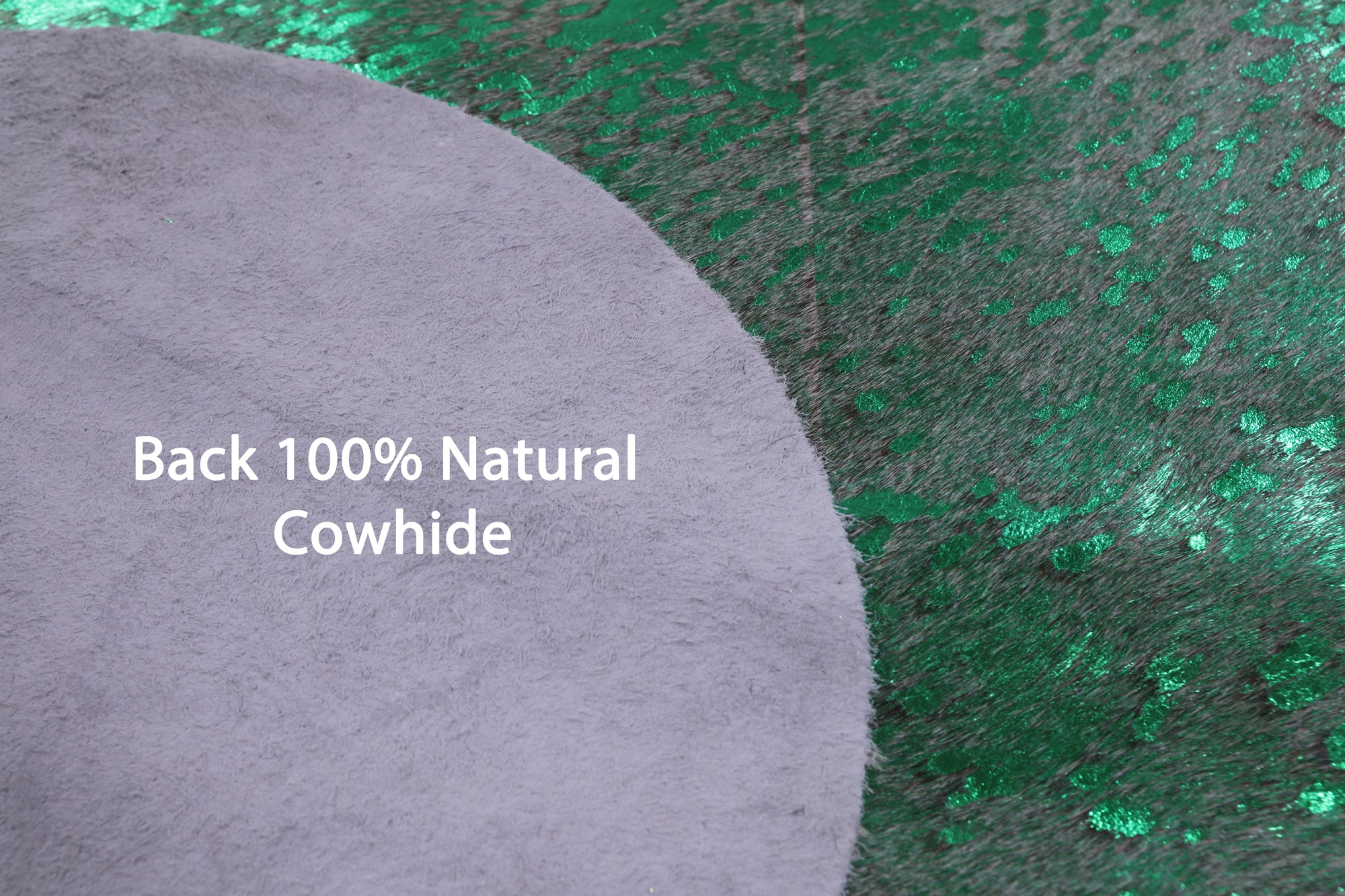 Green Metallic Natural Hair-On Cowhide Rug - 7' 4" X 6' 6" - Golden Nile