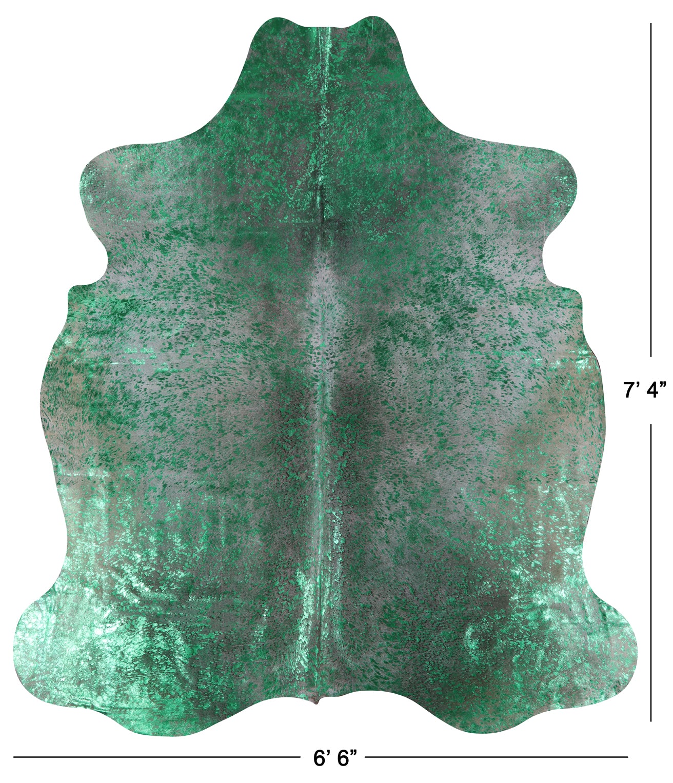 Green Metallic Natural Hair-On Cowhide Rug - 7' 4" X 6' 6" - Golden Nile