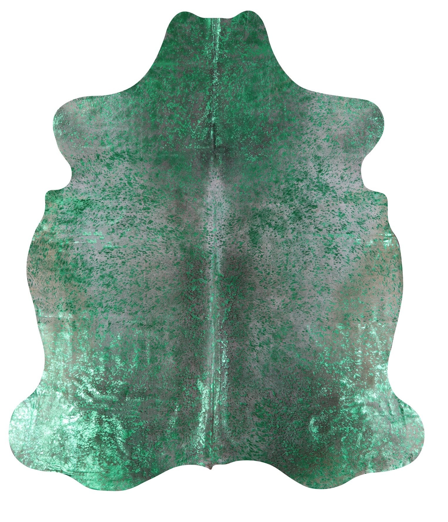 Green Metallic Natural Hair-On Cowhide Rug - 7' 4" X 6' 6" - Golden Nile