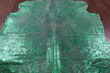 Green Metallic Natural Hair-On Cowhide Rug - 7' 3" X 6' 2" - Golden Nile
