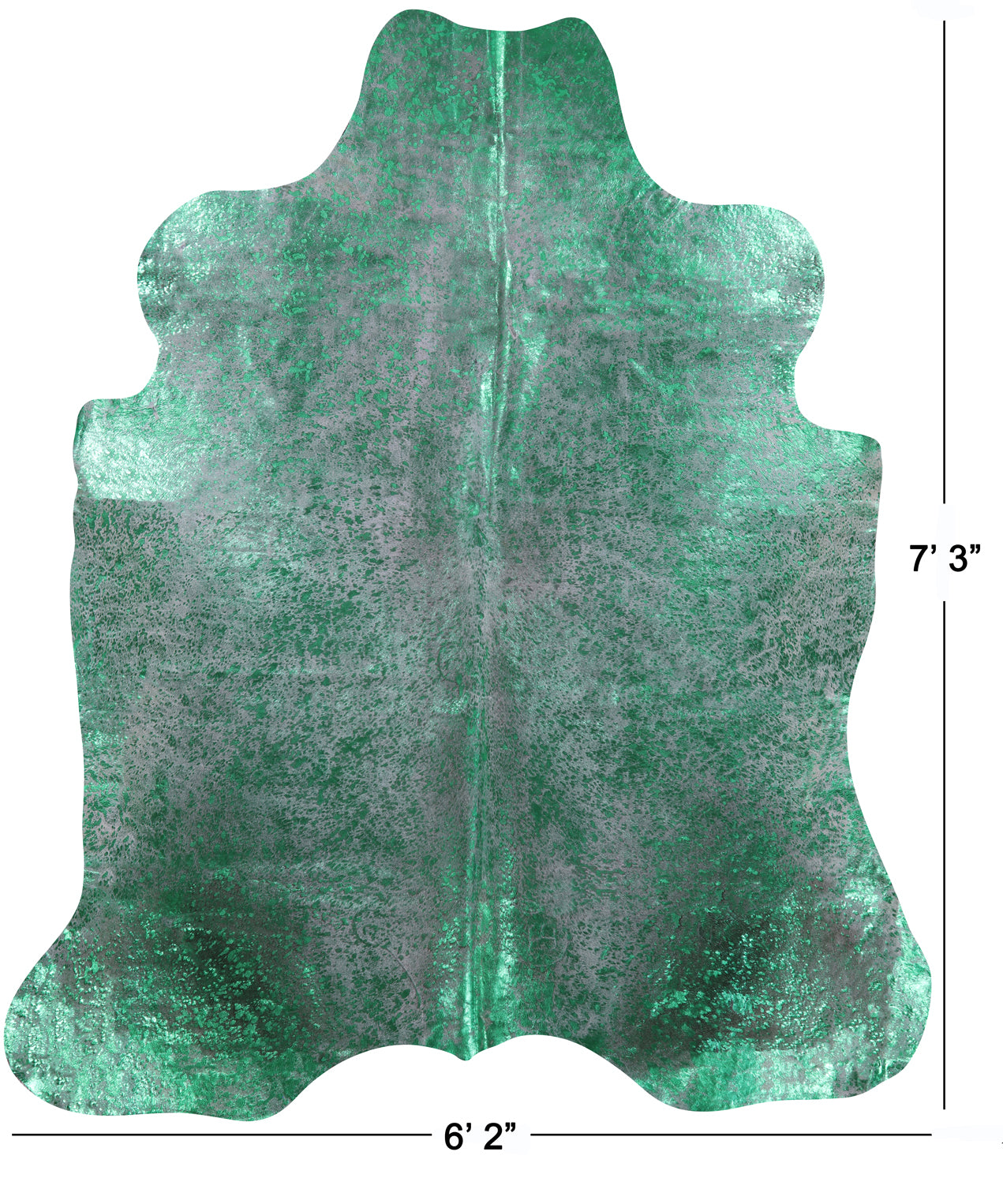 Green Metallic Natural Hair-On Cowhide Rug - 7' 3" X 6' 2" - Golden Nile