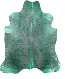Green Metallic Natural Hair-On Cowhide Rug - 7' 3" X 6' 2" - Golden Nile