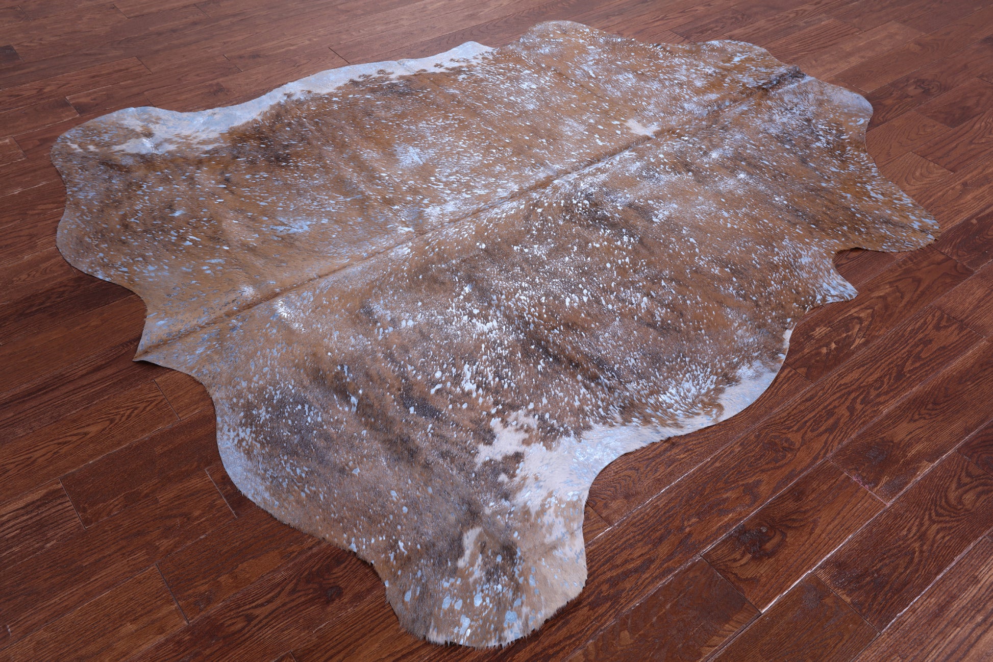 Blue Metallic Natural Hair-On Cowhide Rug - 6' 10" X 6' 0" - Golden Nile