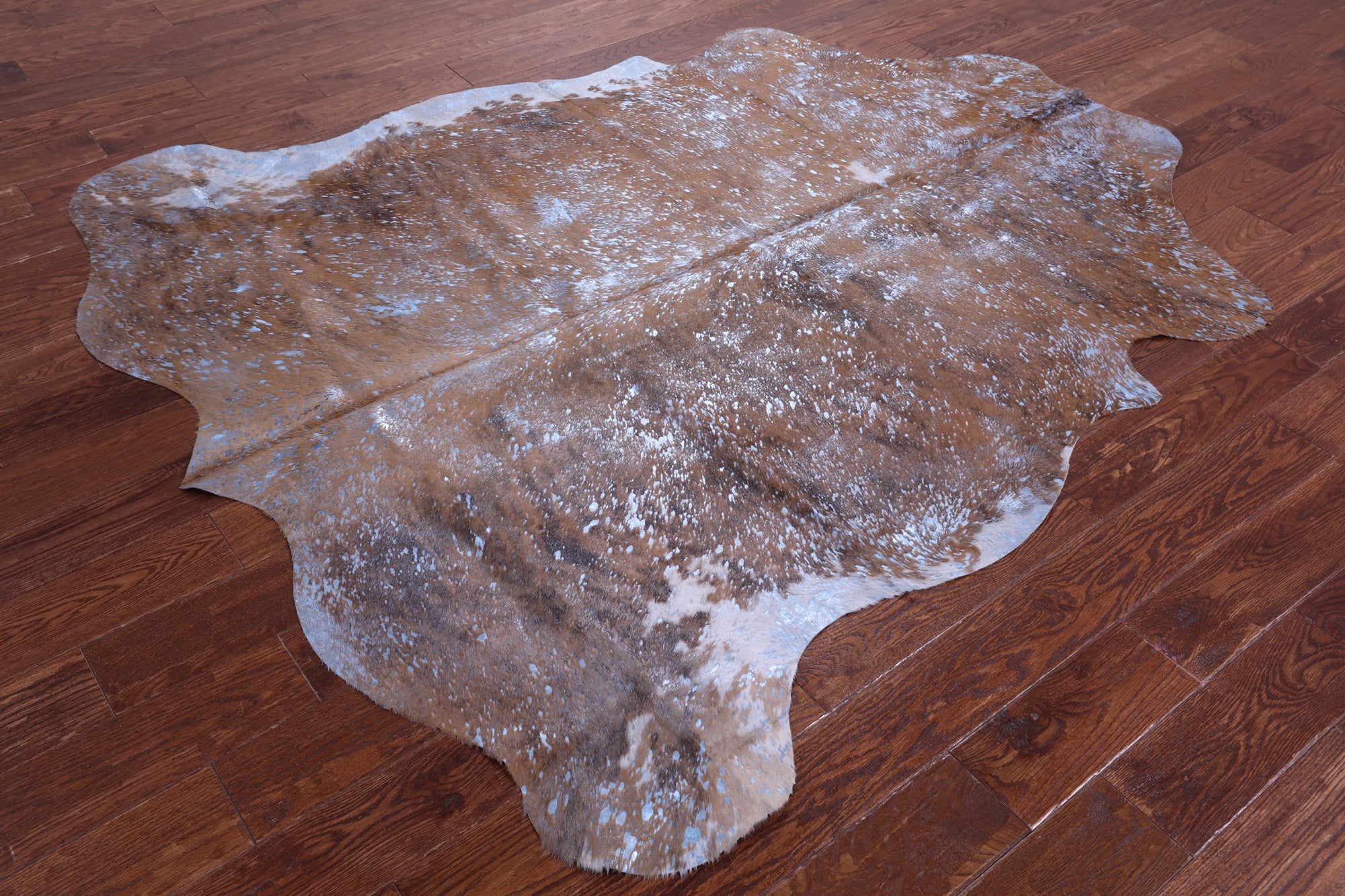 Blue Metallic Natural Hair-On Cowhide Rug - 6' 10" X 6' 0" - Golden Nile