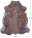 Blue Metallic Natural Hair-On Cowhide Rug - 6' 10" X 6' 0" - Golden Nile