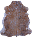 Blue Metallic Natural Hair-On Cowhide Rug - 6' 10" X 6' 0" - Golden Nile