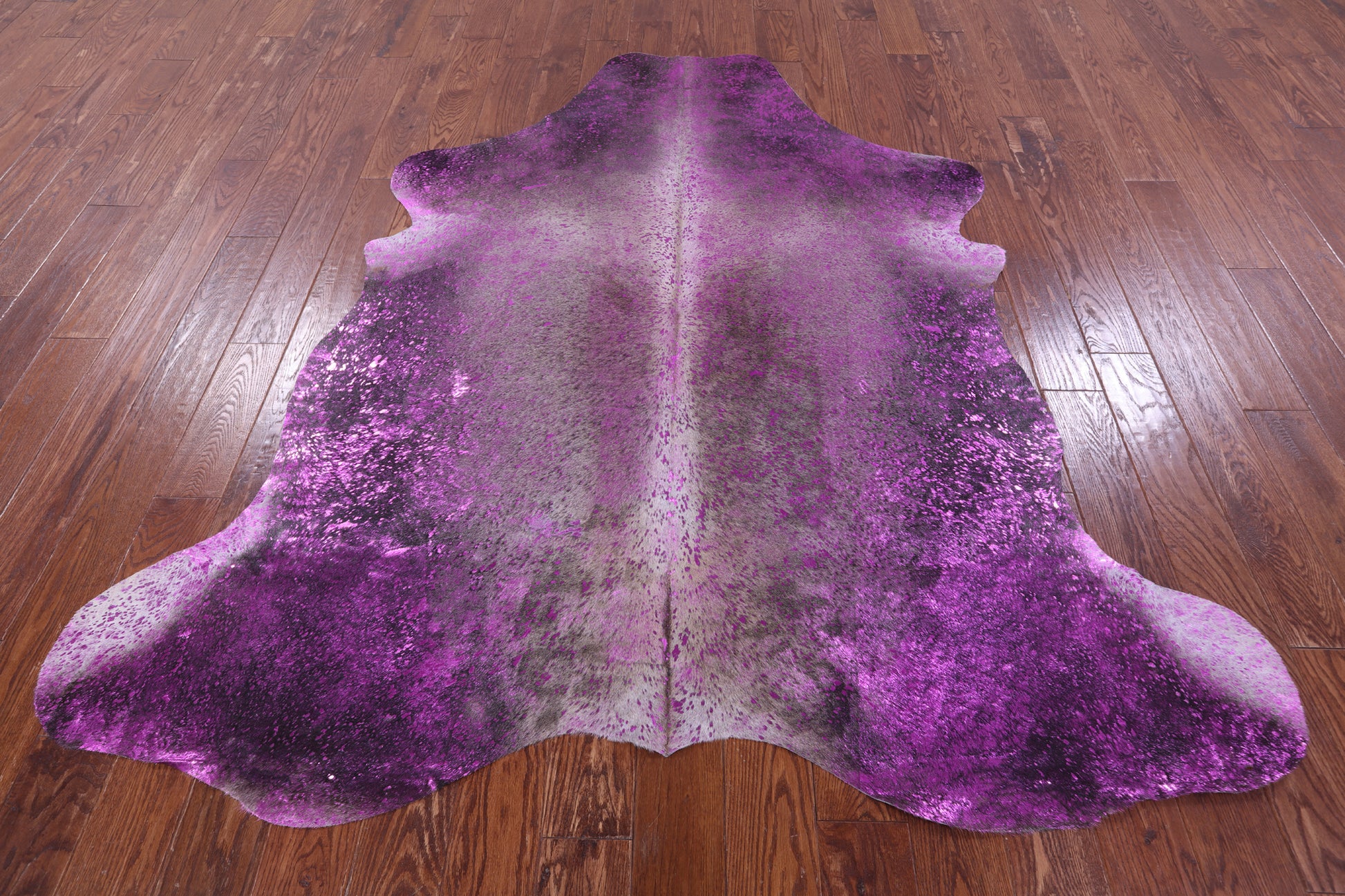 Pink Metallic Natural Hair-On Cowhide Rug - 6' 10" X 6' 5" - Golden Nile