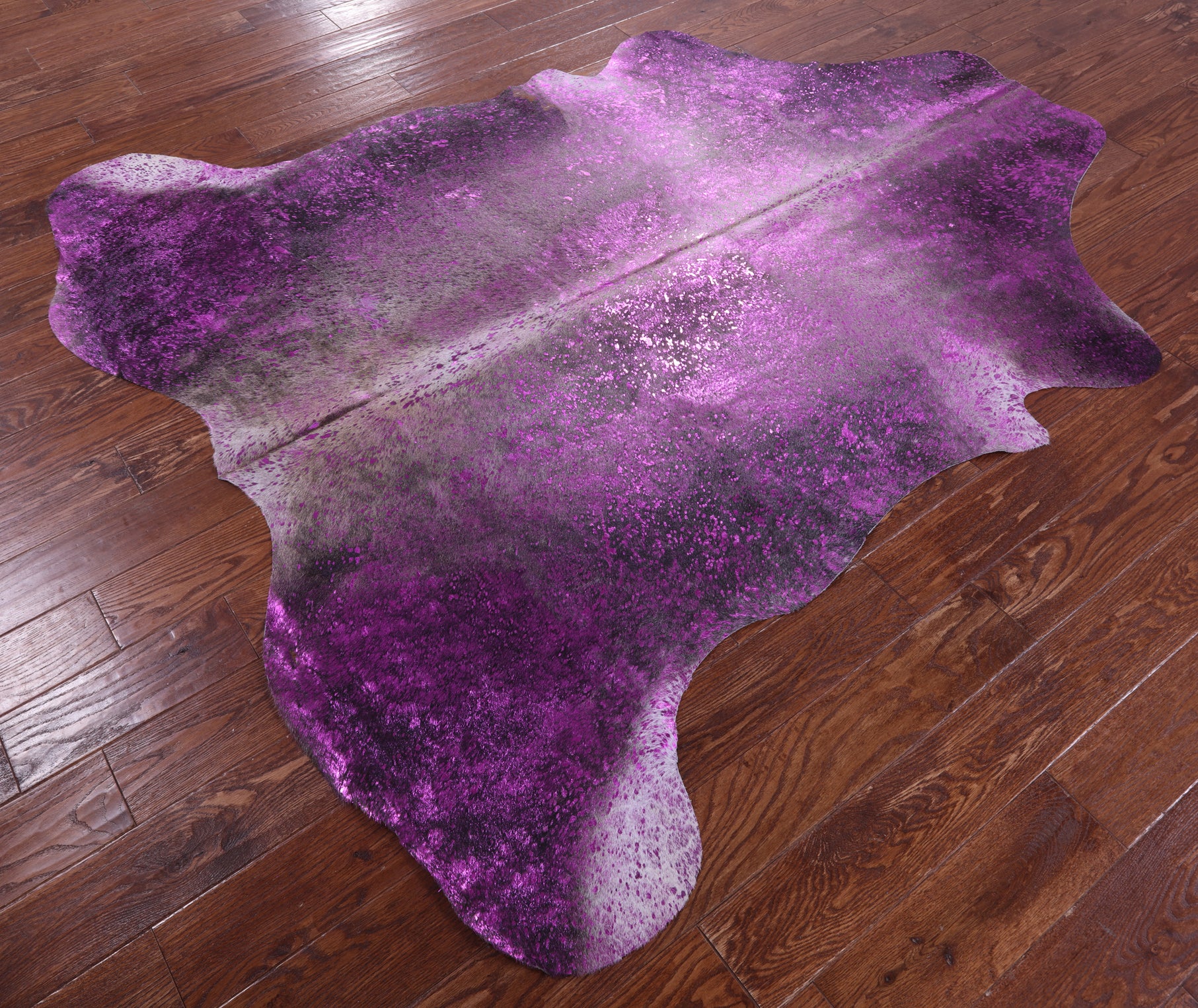 Pink Metallic Natural Hair-On Cowhide Rug - 6' 10" X 6' 5" - Golden Nile