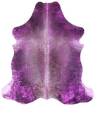 Pink Metallic Natural Hair-On Cowhide Rug - 6' 10" X 6' 5" - Golden Nile