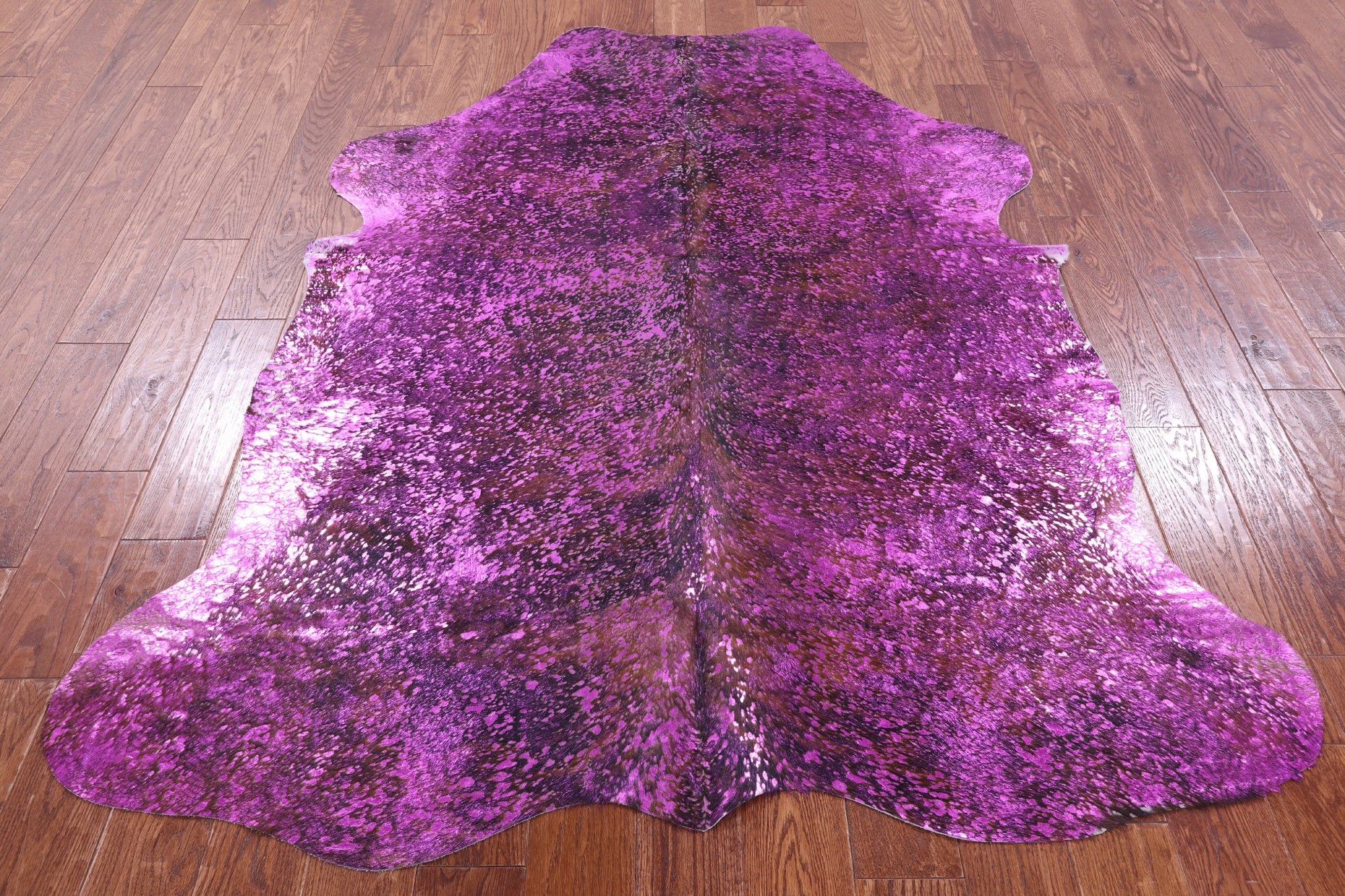 Pink Metallic Natural Hair-On Cowhide Rug - 6' 4" X 5' 5" - Golden Nile