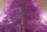 Pink Metallic Natural Hair-On Cowhide Rug - 6' 4" X 5' 5" - Golden Nile