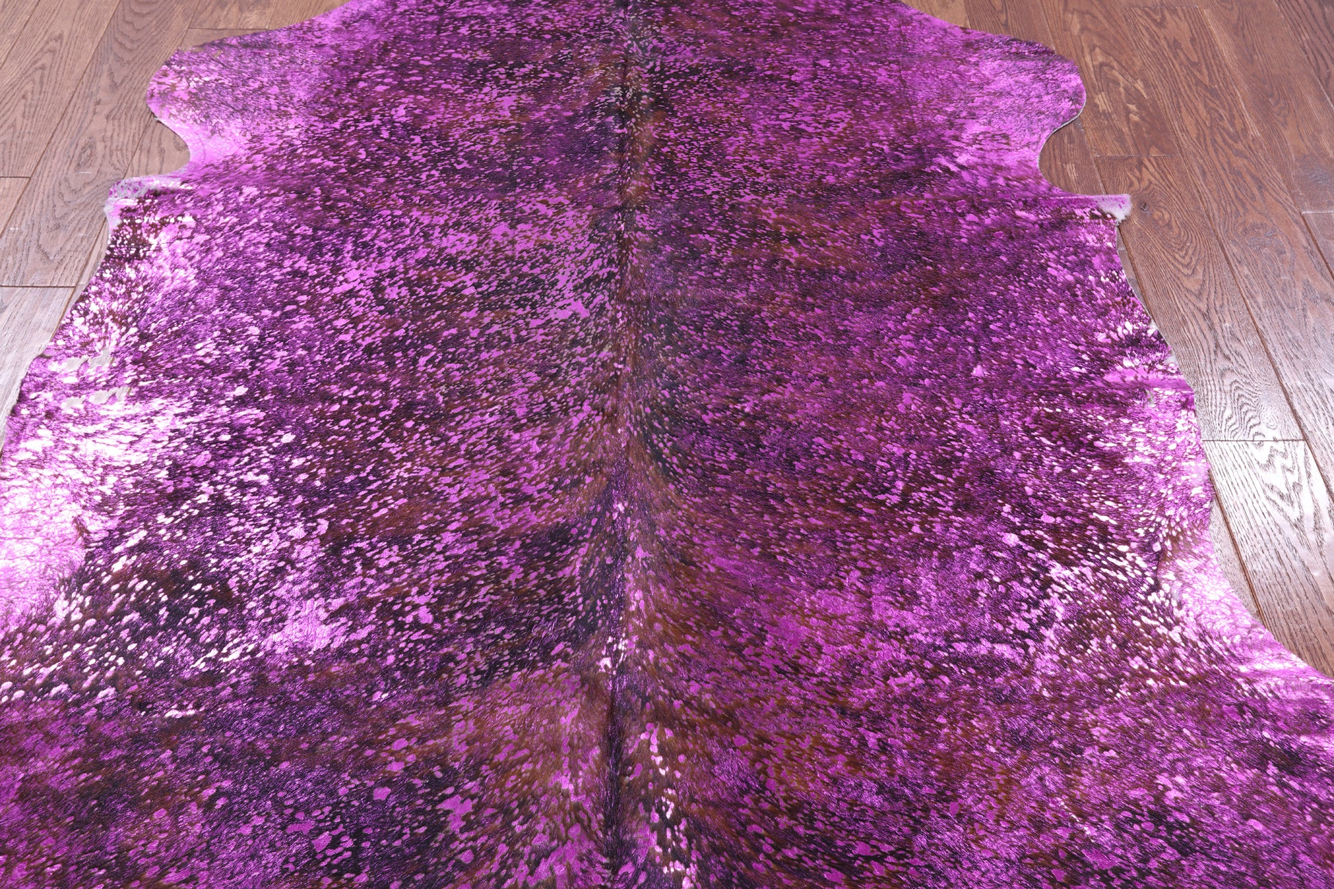 Pink Metallic Natural Hair-On Cowhide Rug - 6' 4" X 5' 5" - Golden Nile