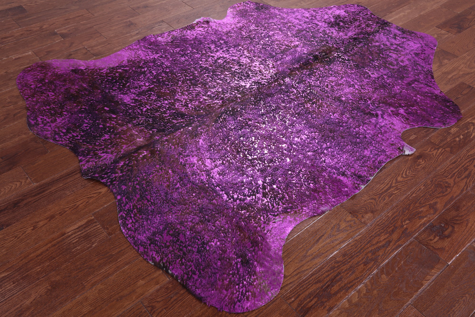 Pink Metallic Natural Hair-On Cowhide Rug - 6' 4" X 5' 5" - Golden Nile