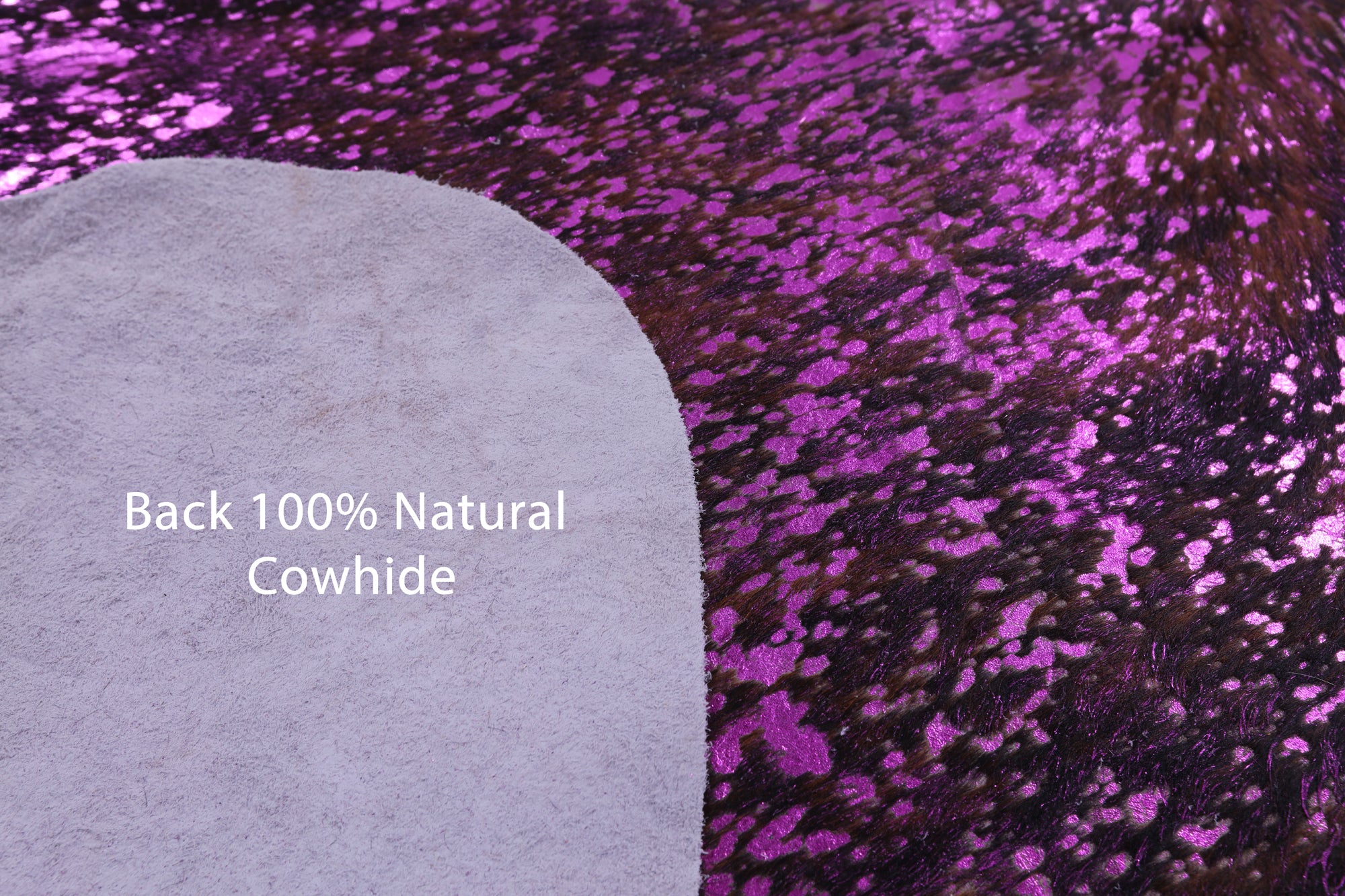 Pink Metallic Natural Hair-On Cowhide Rug - 6' 4" X 5' 5" - Golden Nile