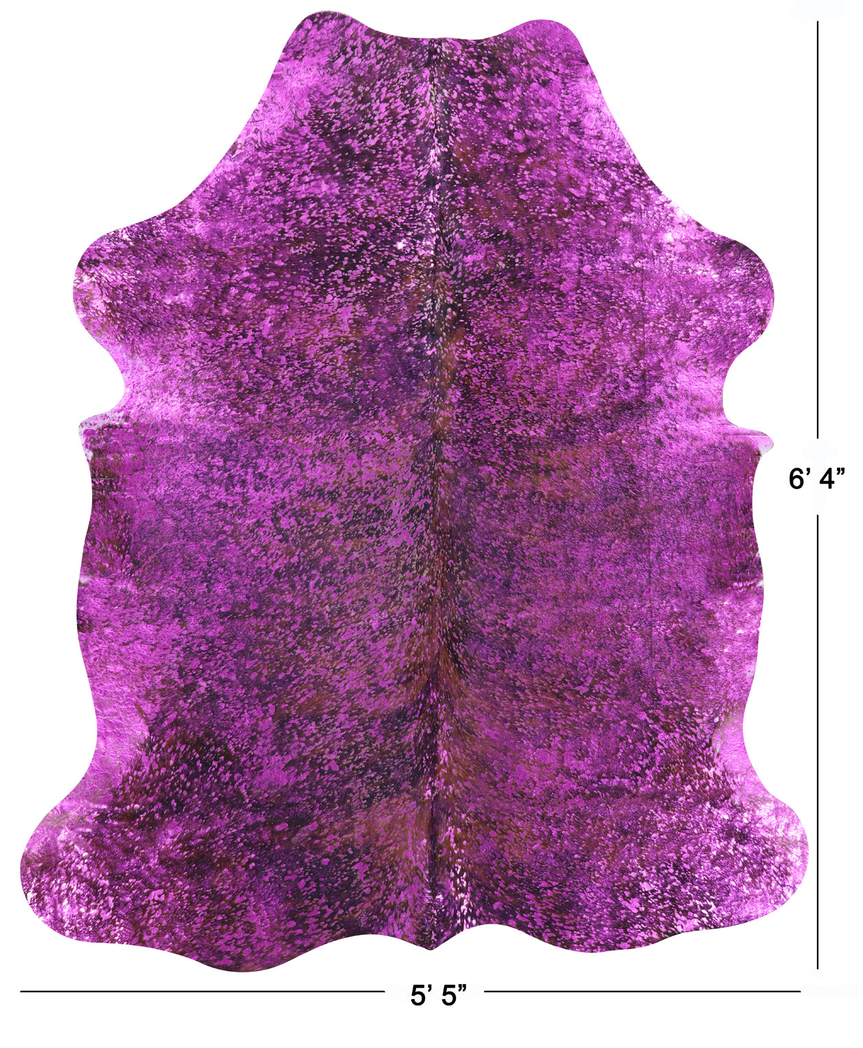 Pink Metallic Natural Hair-On Cowhide Rug - 6' 4" X 5' 5" - Golden Nile