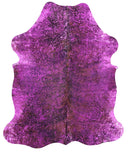 Pink Metallic Natural Hair-On Cowhide Rug - 6' 4" X 5' 5" - Golden Nile