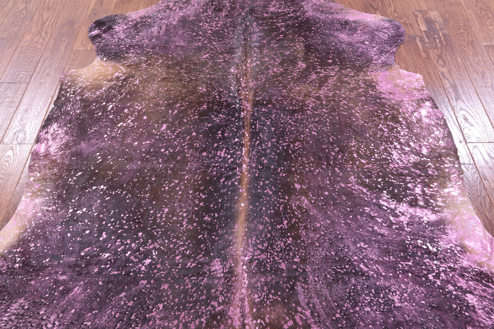 Pink Metallic Natural Hair-On Cowhide Rug - 6' 11" X 6' 5" - Golden Nile