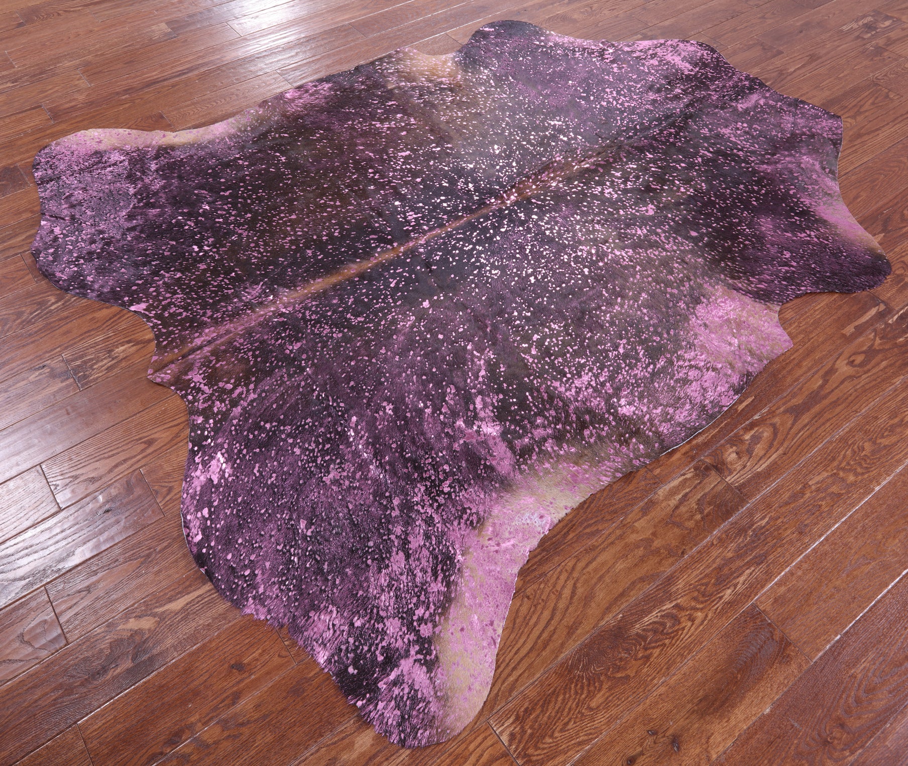 Pink Metallic Natural Hair-On Cowhide Rug - 6' 11" X 6' 5" - Golden Nile