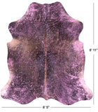 Pink Metallic Natural Hair-On Cowhide Rug - 6' 11" X 6' 5" - Golden Nile