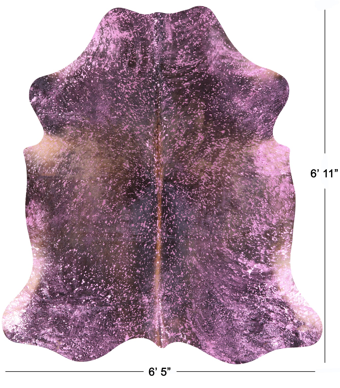Pink Metallic Natural Hair-On Cowhide Rug - 6' 11" X 6' 5" - Golden Nile