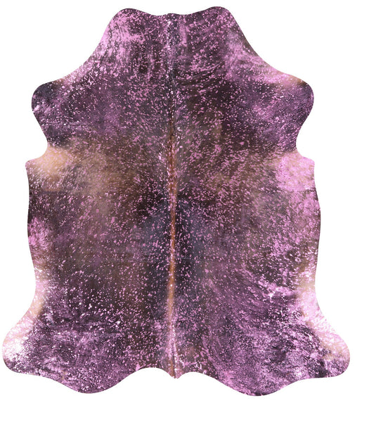 Pink Metallic Natural Hair-On Cowhide Rug - 6' 11" X 6' 5" - Golden Nile